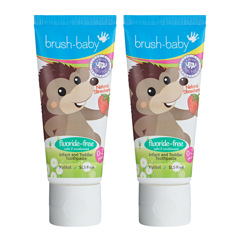 Brush-Baby Baby Non-Fluoride Strawberry Toothpaste (0-2 Years old) - Bundle of 2pcs